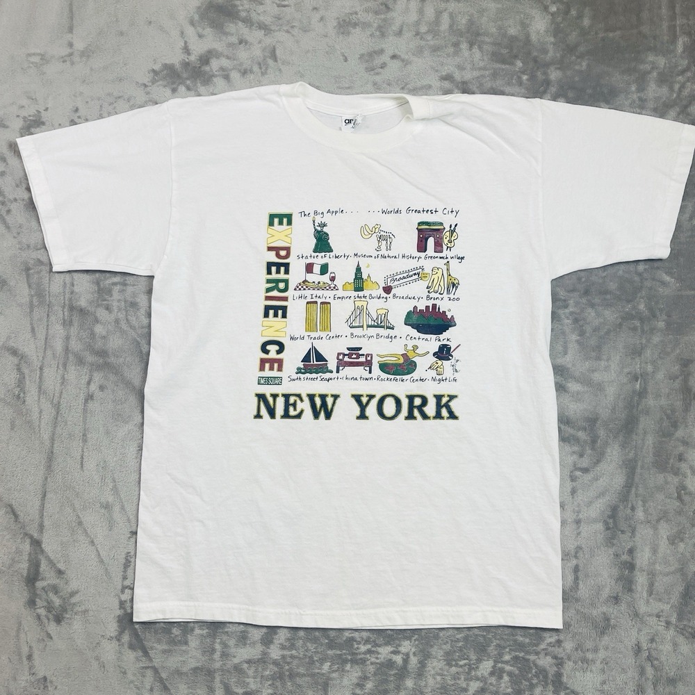 Vtg Experience New York Shirt Mens White Large Fruit Of The Loom Graphic 90s